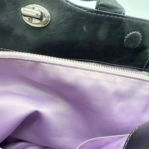 Coach Signature Sateen Garnet Satchel Shoulder Bag Silver/Black No F13906 - Picture 9 of 15